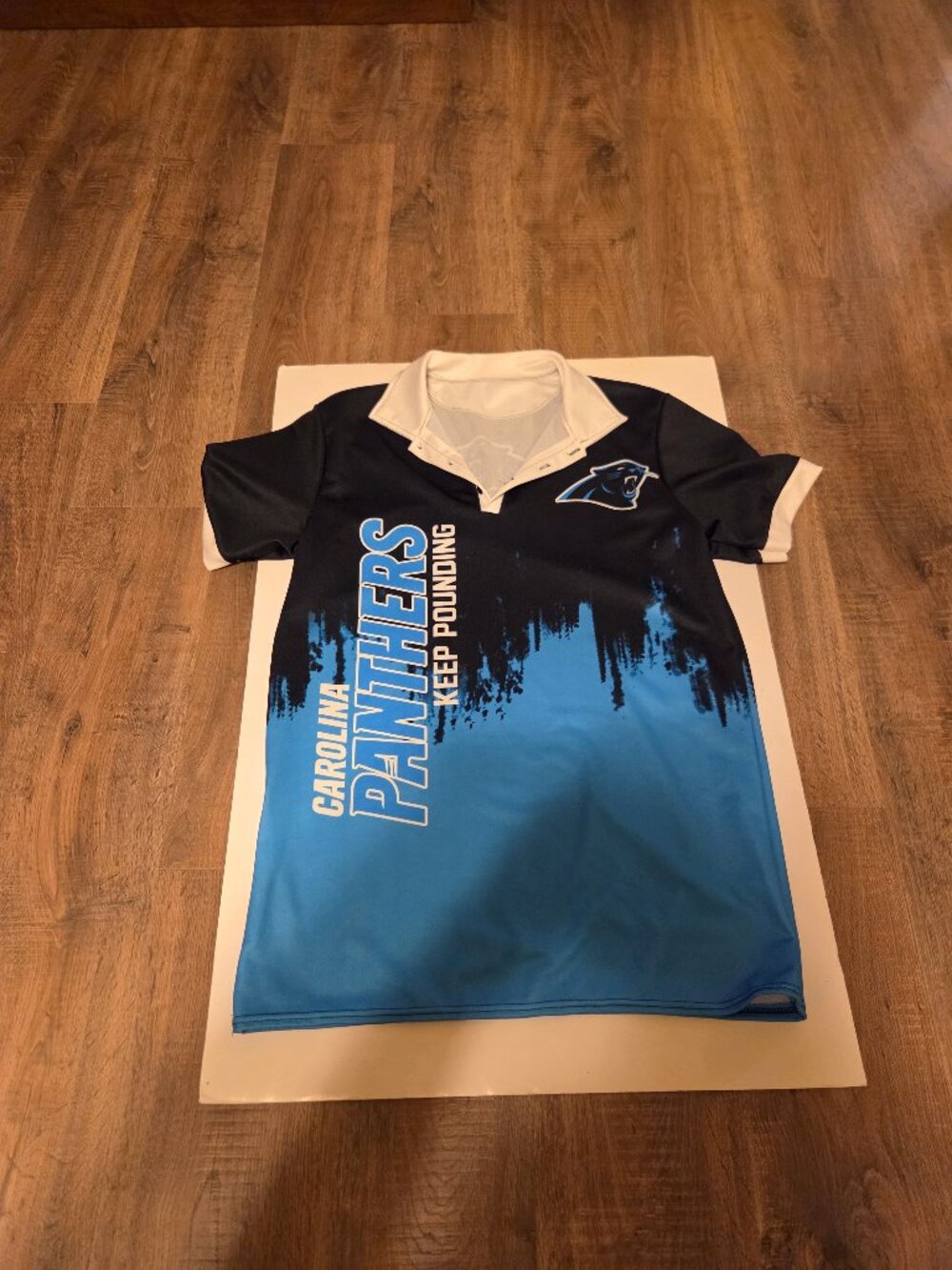 Carolina Panthers Blue & Black Athletic Polo Shirt with White Collar - XXL